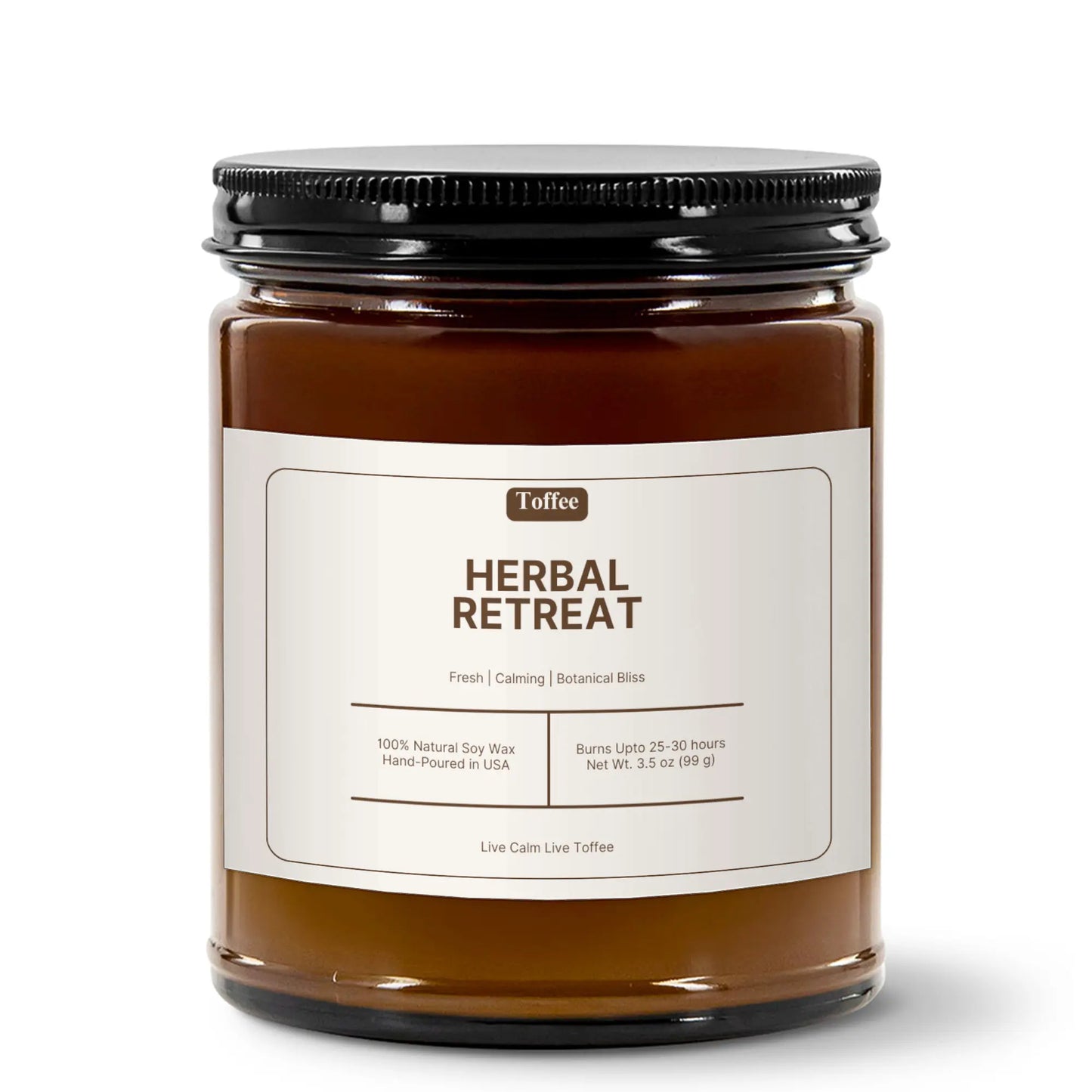 Herbal Retreat Candle | 4oz Amber Jar Candle Toffee