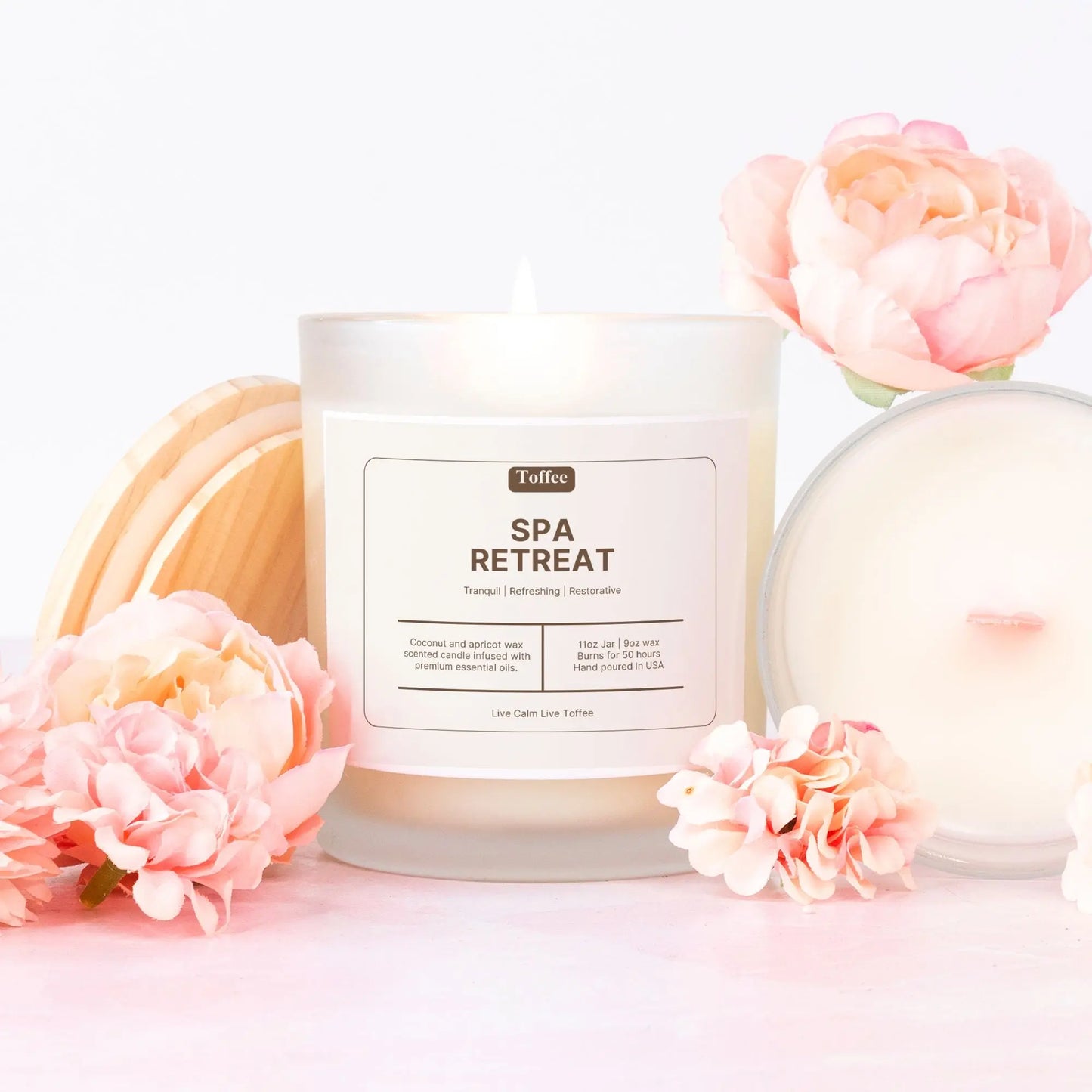 Spa Retreat Pink Wick Candle Toffee