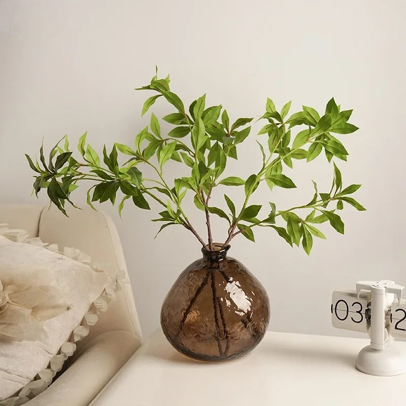 Transparent Brown Glass Vase Hydroponics Plant Pot Table Decoration Flowers Arrangement Floral Vases Room Aesthetic Decor