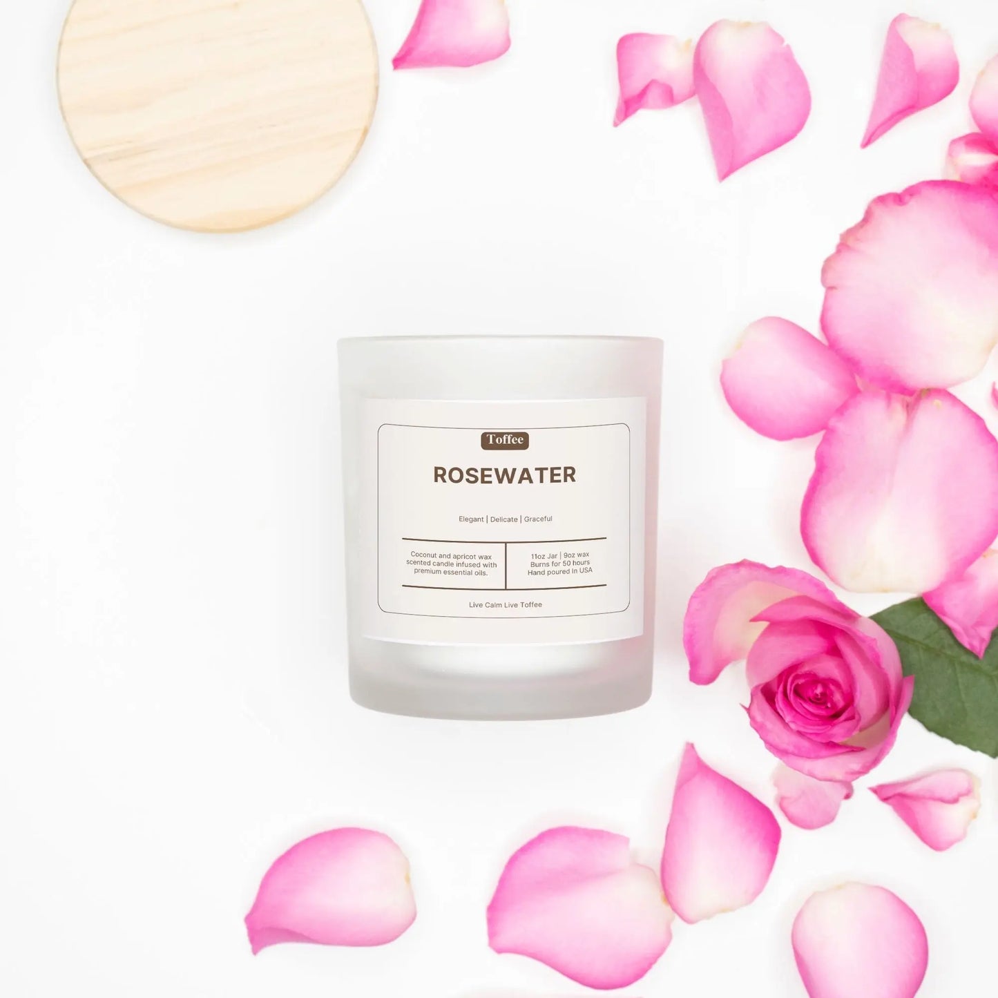 Rosewater Pink Wick Candle Toffee