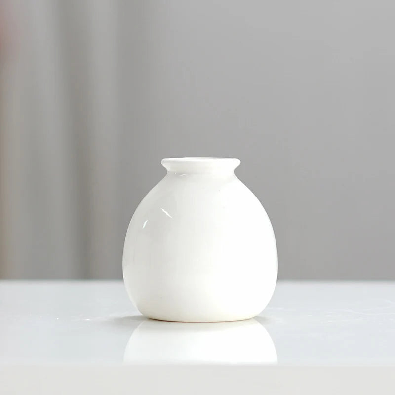 Simple ceramic mini vase incense bottle, hotel home decoration perfume diffuser, living room office dry flower hydroponics