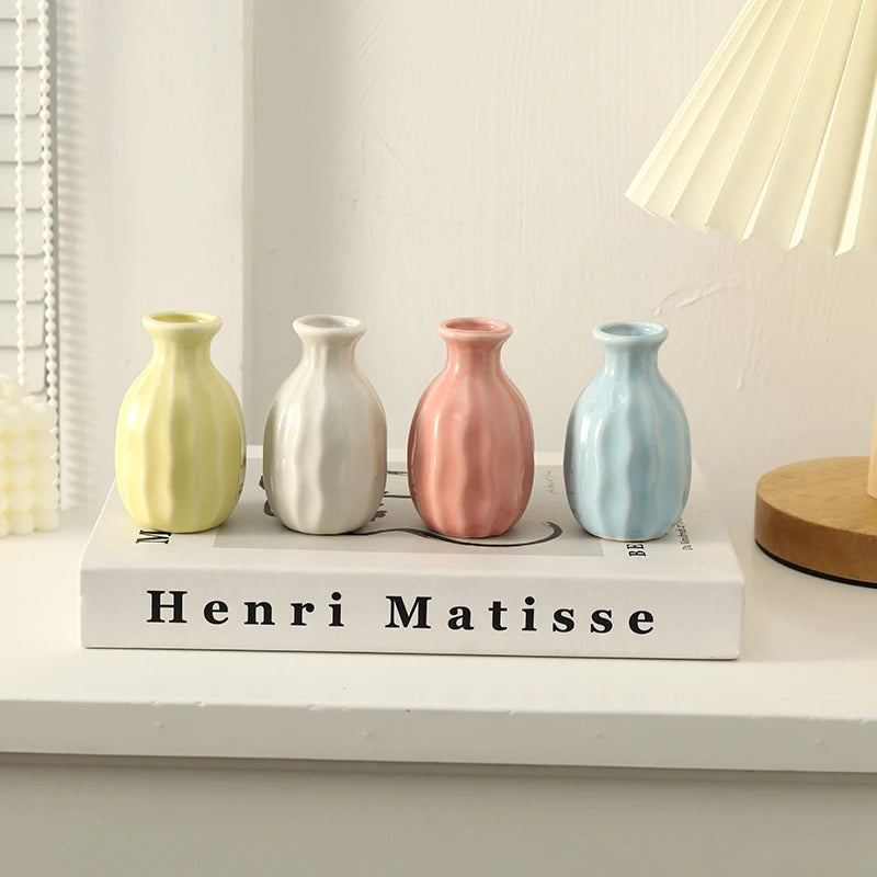 Mini Ceramic Flower Vase Aesthetic Hydroponic Plant Vases Flower Arrangement Pot Room Decor Nordic Home Desktop Ornament Florero