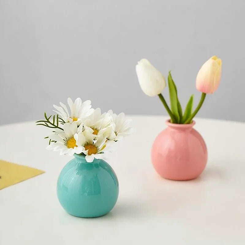 Simple ceramic mini vase incense bottle, hotel home decoration perfume diffuser, living room office dry flower hydroponics