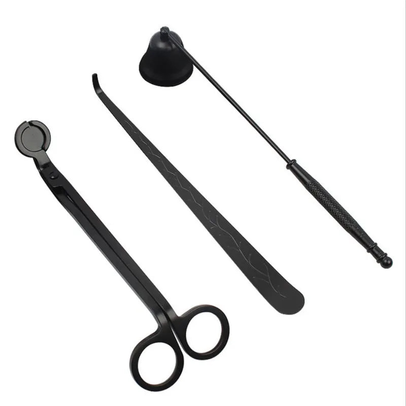 3PCS Candle Wick Trimmer Scissors Extinguisher Hooks Candle Accessories Set Home Care Candle Tool Stainless Steel Portable