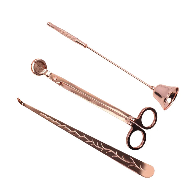 3PCS Candle Wick Trimmer Scissors Extinguisher Hooks Candle Accessories Set Home Care Candle Tool Stainless Steel Portable