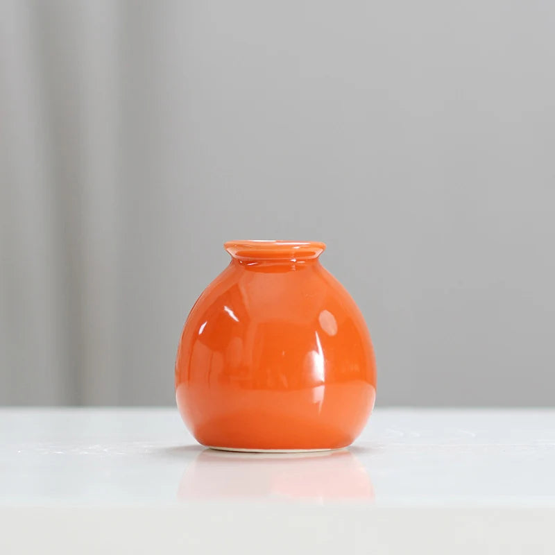 Simple ceramic mini vase incense bottle, hotel home decoration perfume diffuser, living room office dry flower hydroponics