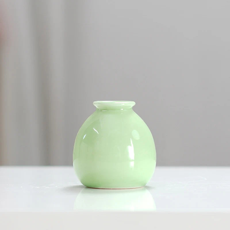 Simple ceramic mini vase incense bottle, hotel home decoration perfume diffuser, living room office dry flower hydroponics