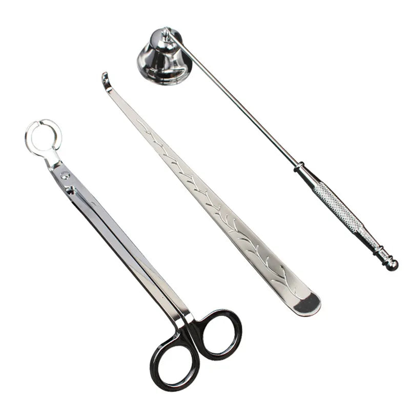 3PCS Candle Wick Trimmer Scissors Extinguisher Hooks Candle Accessories Set Home Care Candle Tool Stainless Steel Portable
