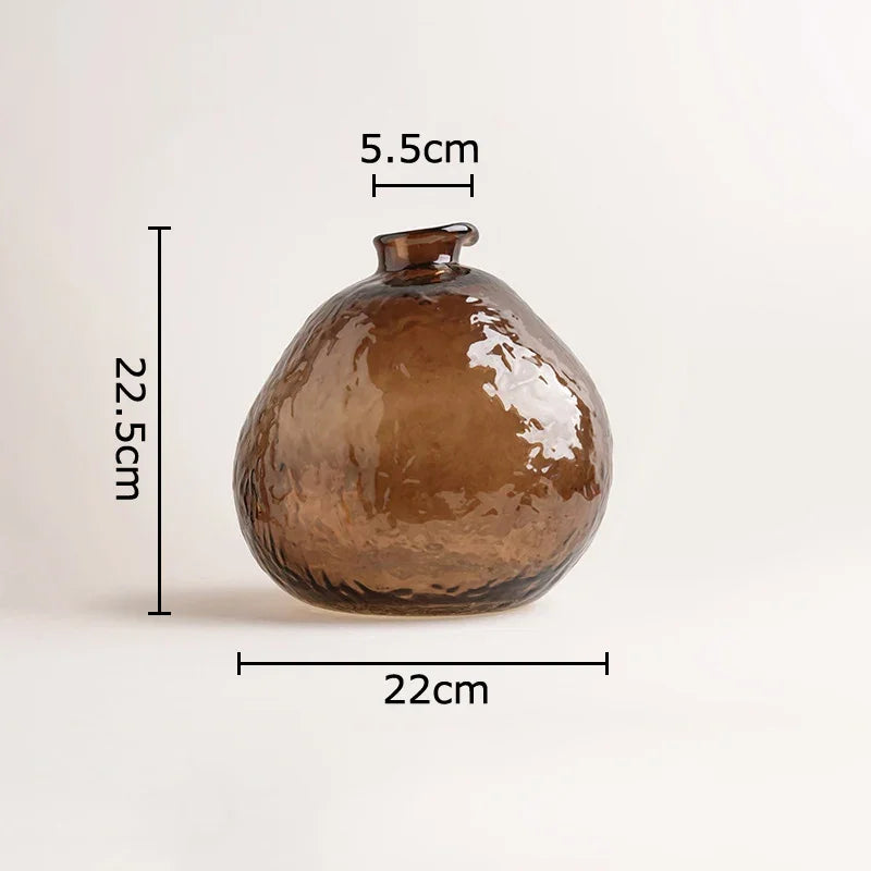 Transparent Brown Glass Vase Hydroponics Plant Pot Table Decoration Flowers Arrangement Floral Vases Room Aesthetic Decor