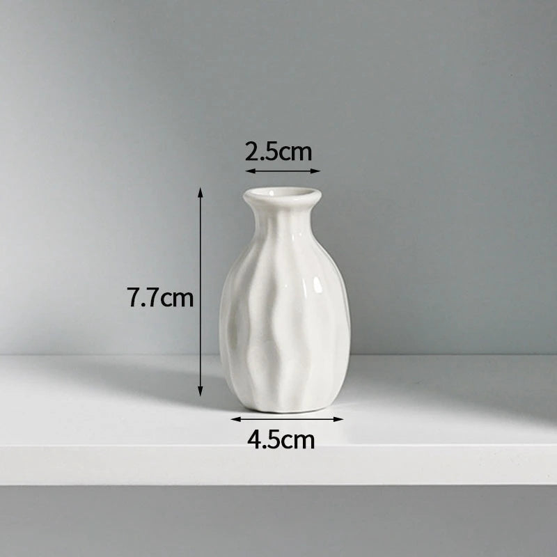 Mini Ceramic Flower Vase Aesthetic Hydroponic Plant Vases Flower Arrangement Pot Room Decor Nordic Home Desktop Ornament Florero