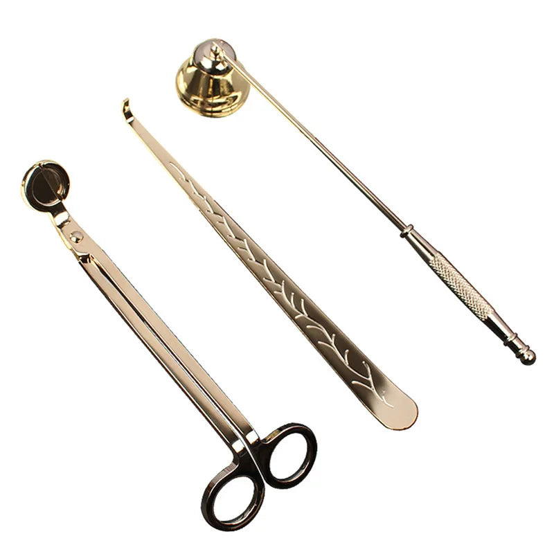 3PCS Candle Wick Trimmer Scissors Extinguisher Hooks Candle Accessories Set Home Care Candle Tool Stainless Steel Portable