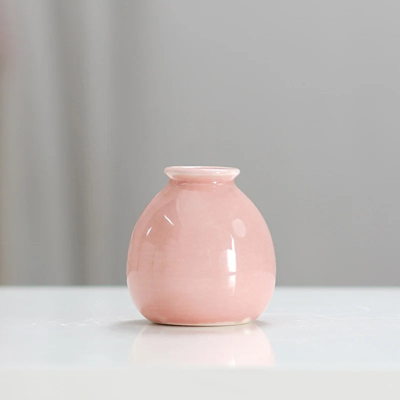 Simple ceramic mini vase incense bottle, hotel home decoration perfume diffuser, living room office dry flower hydroponics