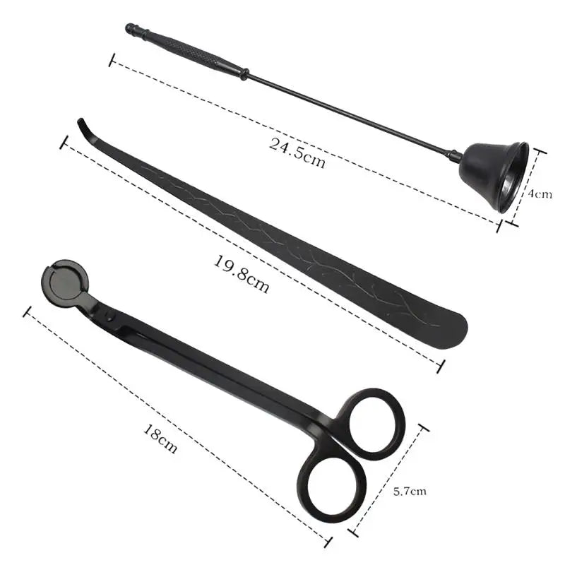 3PCS Candle Wick Trimmer Scissors Extinguisher Hooks Candle Accessories Set Home Care Candle Tool Stainless Steel Portable