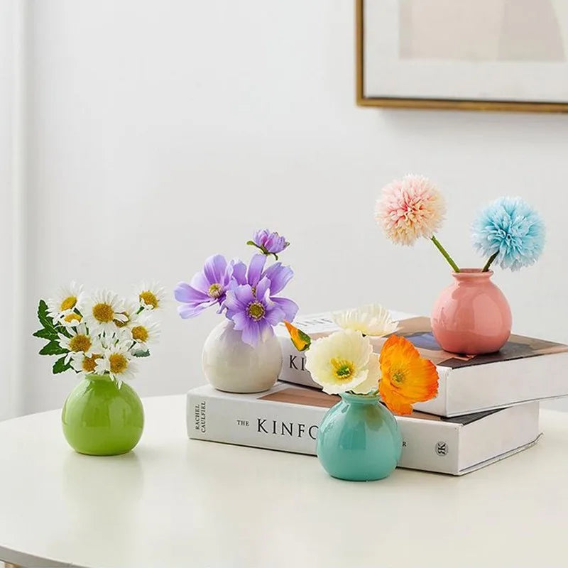 Simple ceramic mini vase incense bottle, hotel home decoration perfume diffuser, living room office dry flower hydroponics