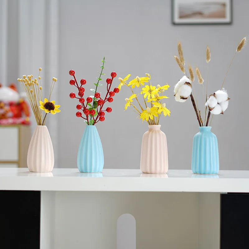 Simple ceramic mini vase incense bottle, hotel home decoration perfume diffuser, living room office dry flower hydroponics