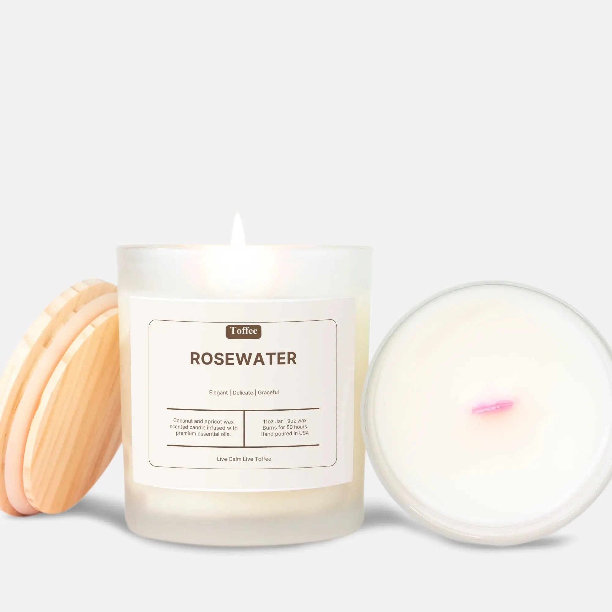 Rosewater Pink Wick Candle Toffee