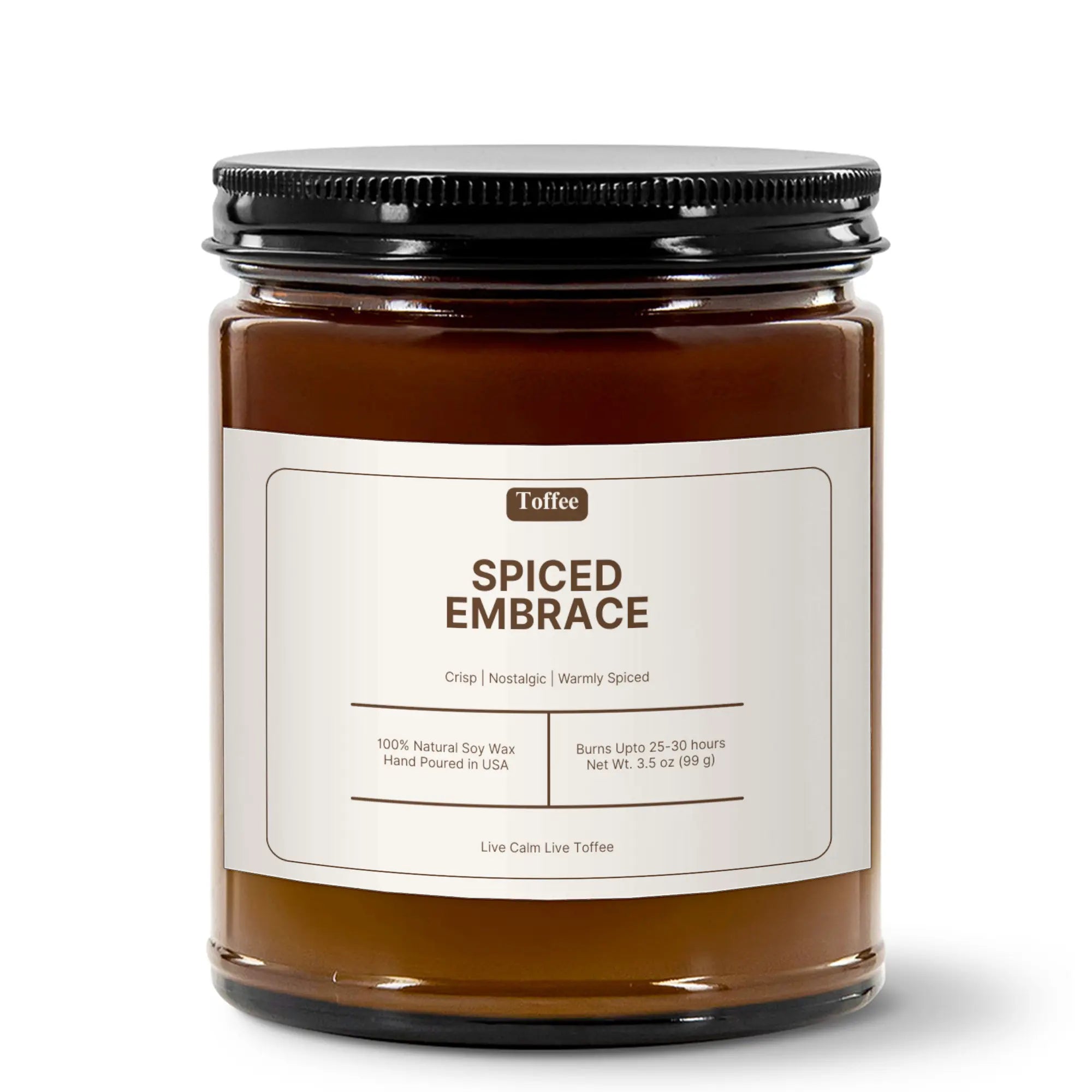 Spiced Embrace Candle | 4oz Amber Jar Candle Toffee