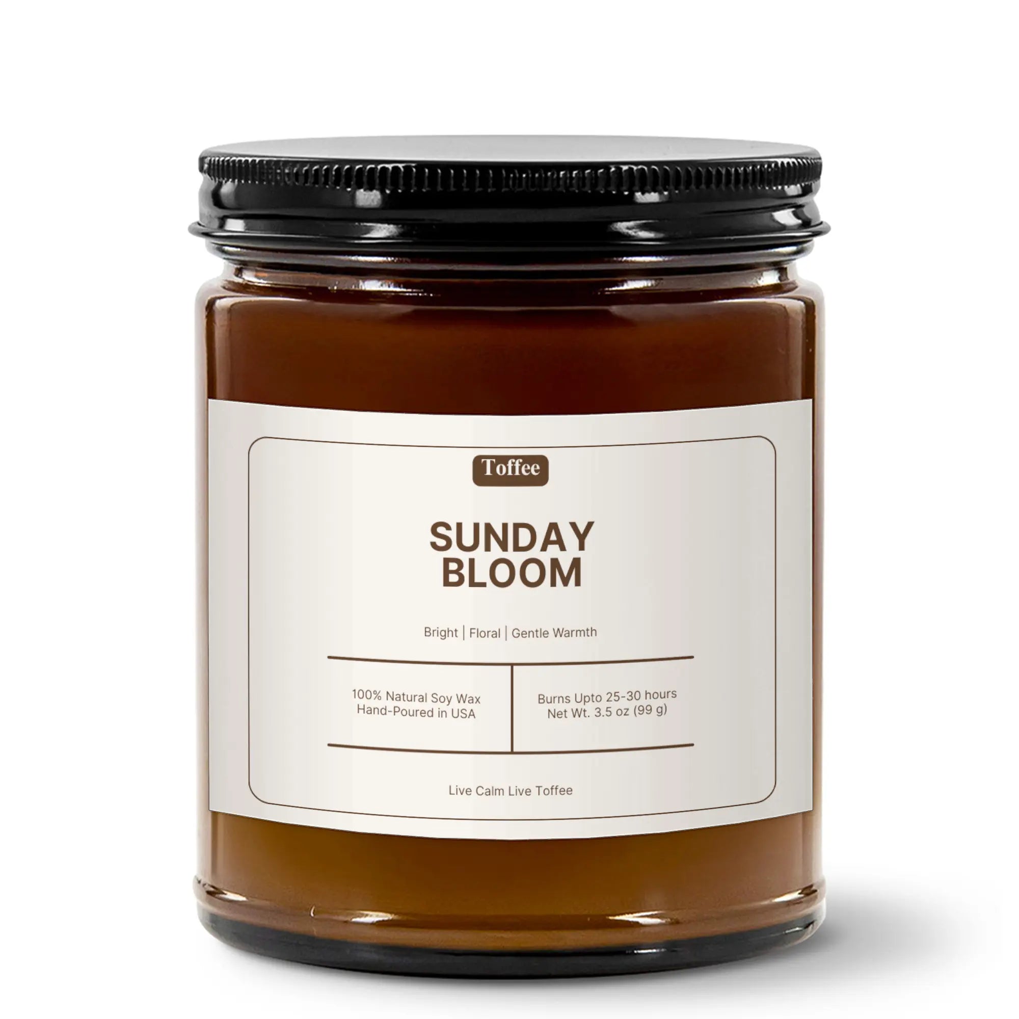 Sunday Bloom Candle | 4oz Amber Jar Candle Toffee