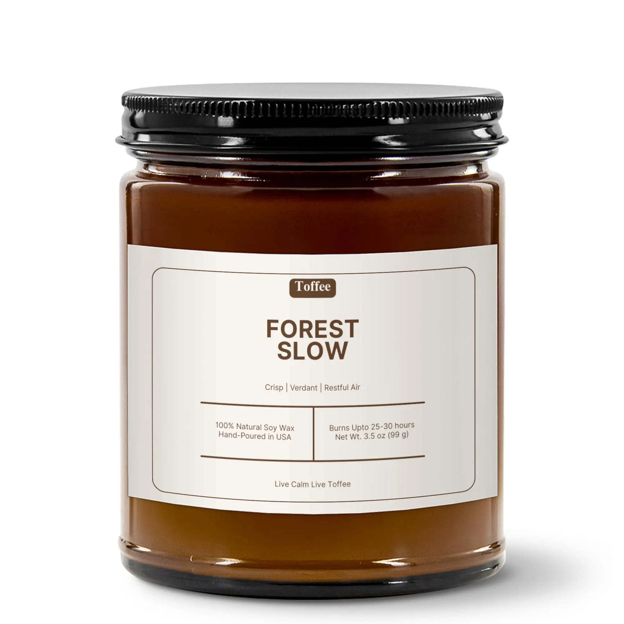 Forest Slow Candle | 4oz Amber Jar Candle Toffee