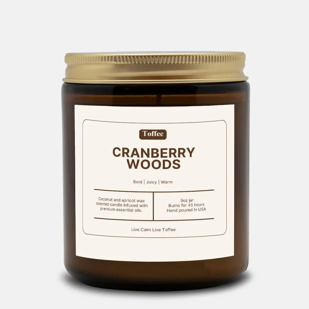 Cranberry Woods Candle Amber Jar 9oz Toffee