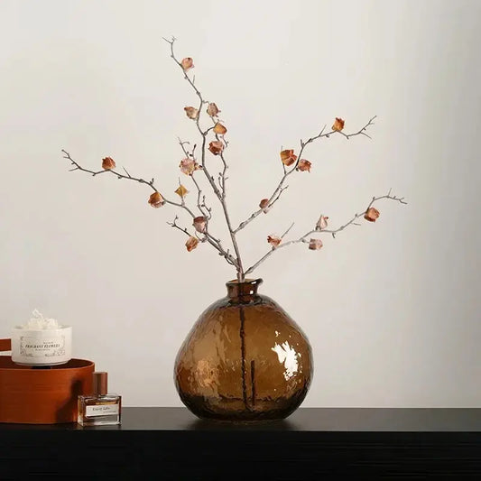 Transparent Brown Glass Vase Hydroponics Plant Pot Table Decoration Flowers Arrangement Floral Vases Room Aesthetic Decor
