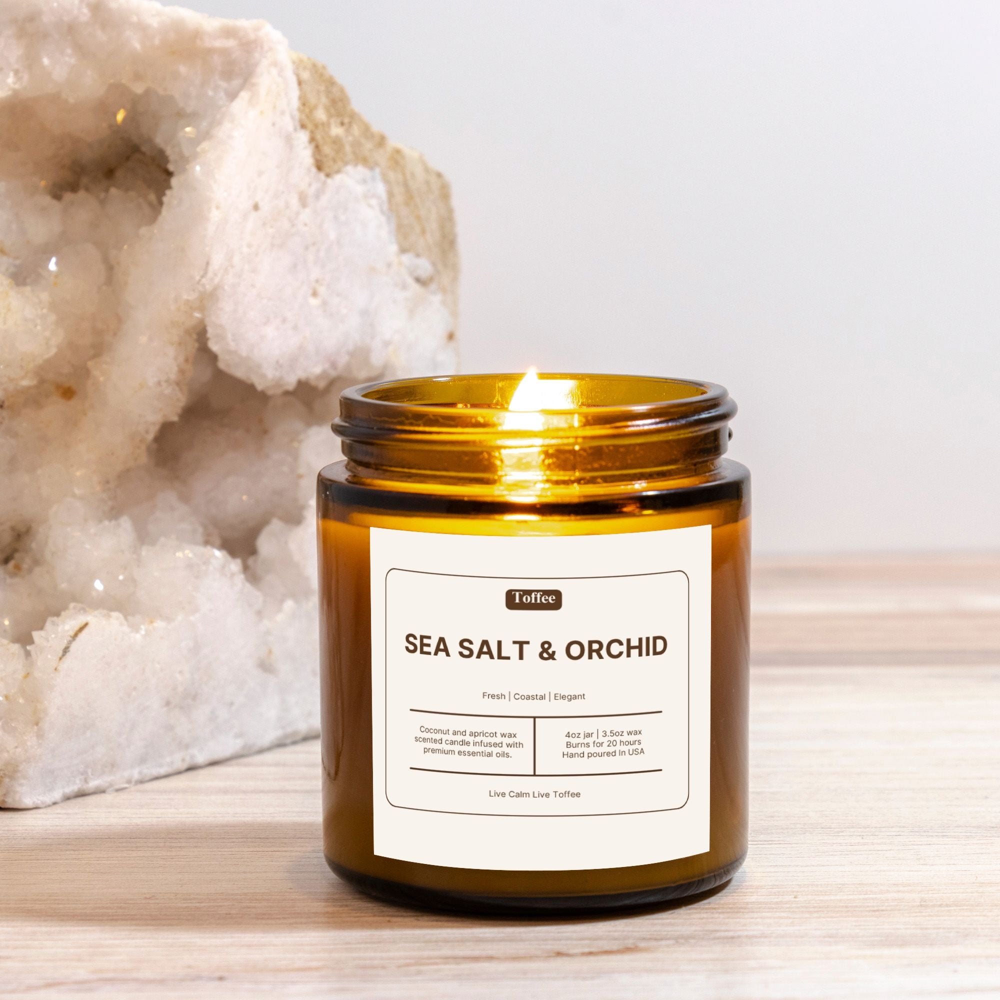 Sea Salt & Orchid Candle Amber Jar 4oz