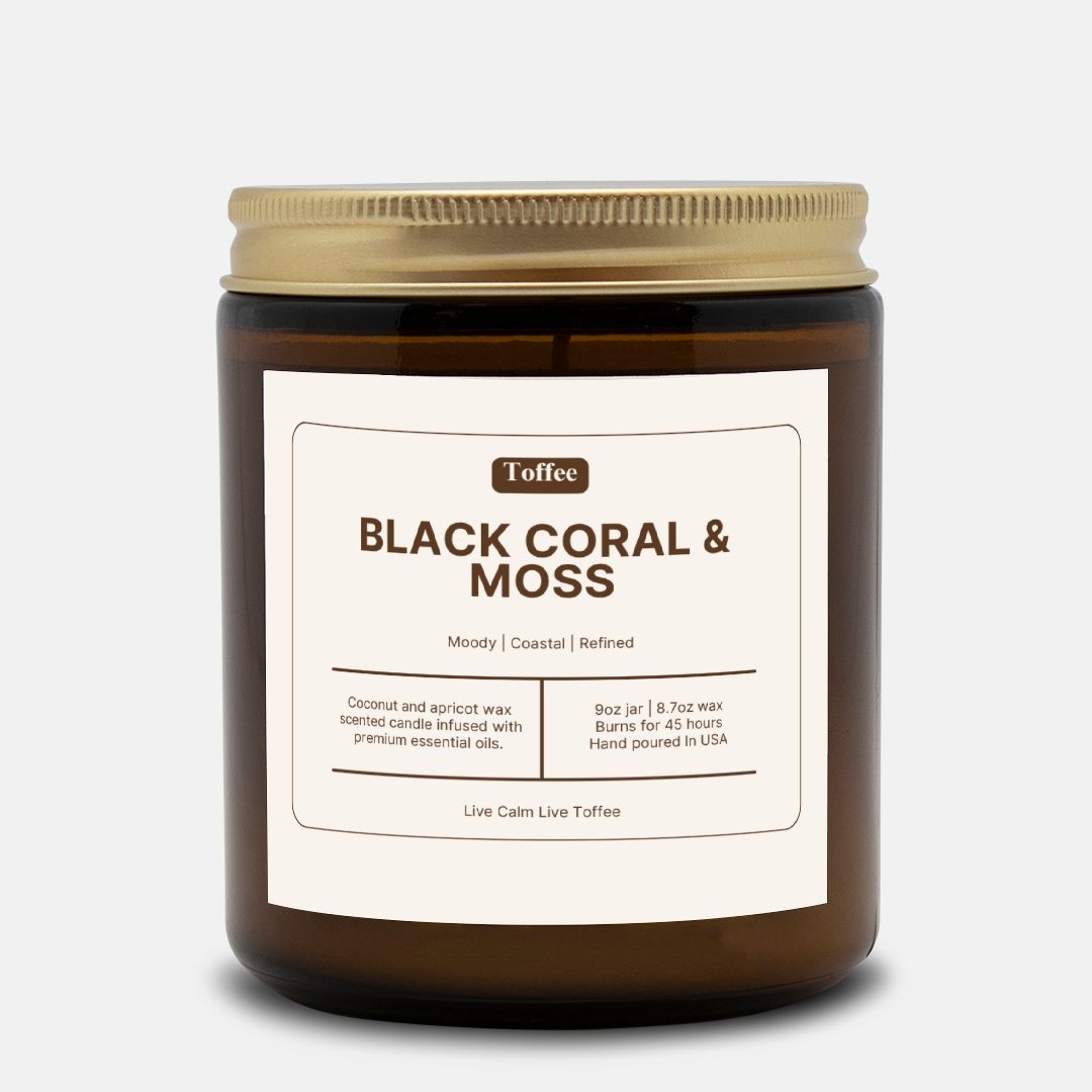 Black Coral & Moss Candle Amber Jar 9oz