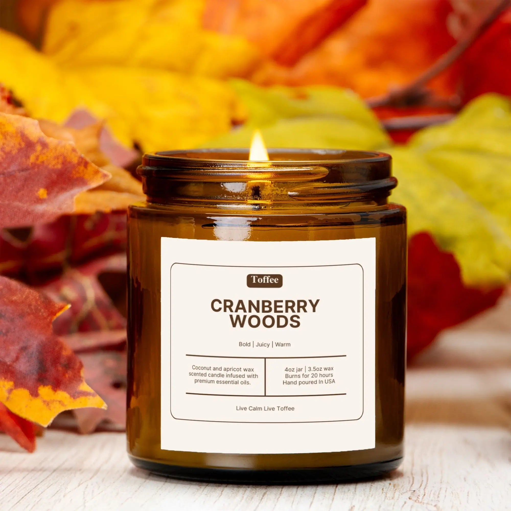 Cranberry Woods Amber Jar Candle 4oz Toffee