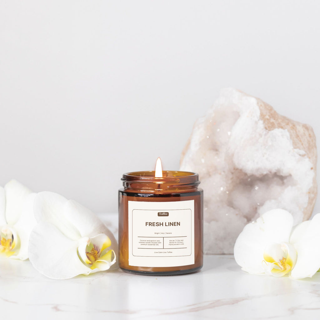 Fresh Linen Candle Amber Jar 4oz