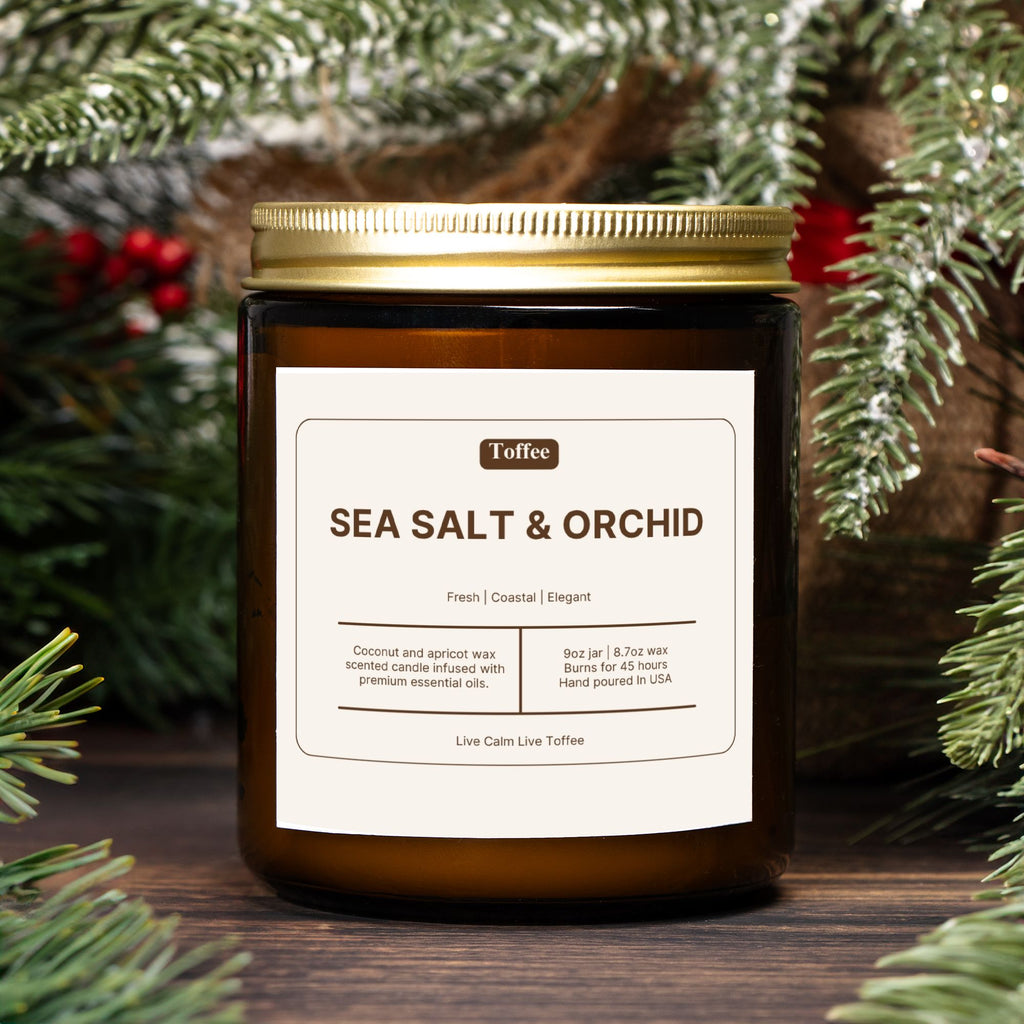 Sea Salt & Orchid Candle Amber Jar 9oz