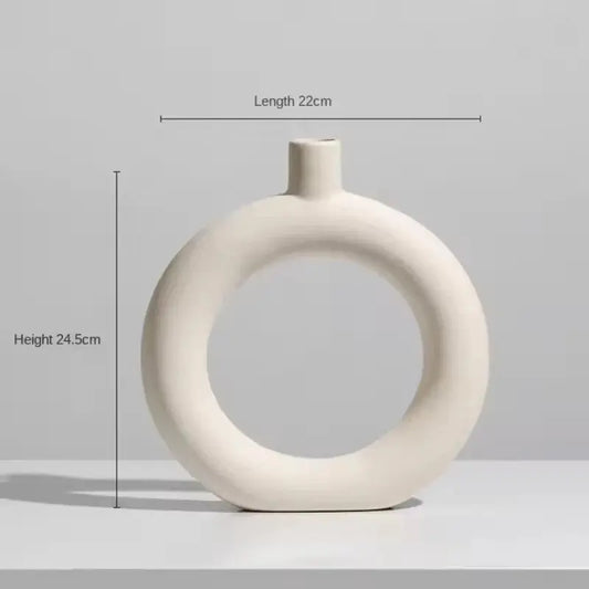 Hollow Round Ceramic Vase Home Decor Modern Simple Ceramic Art Flower Arrangement Ornament
