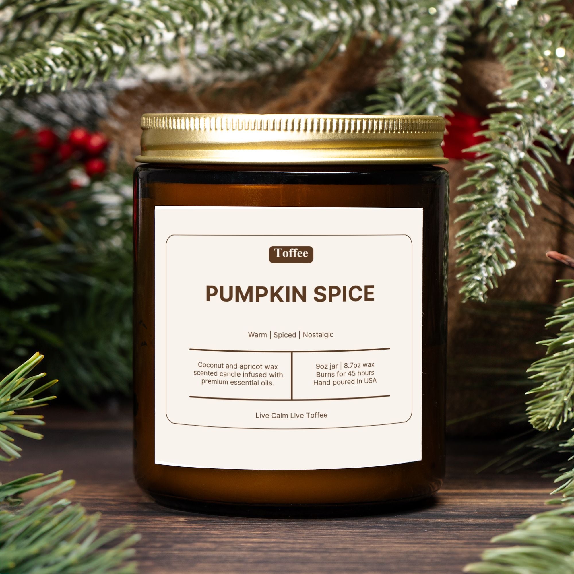 Pumpkin Spice Candle Amber Jar 9oz