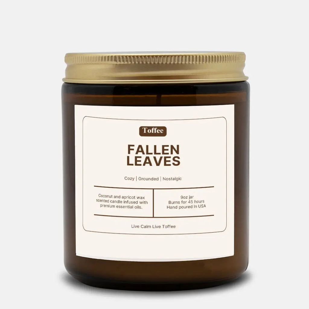 Fallen Leaves Candle Amber Jar 9oz Toffee