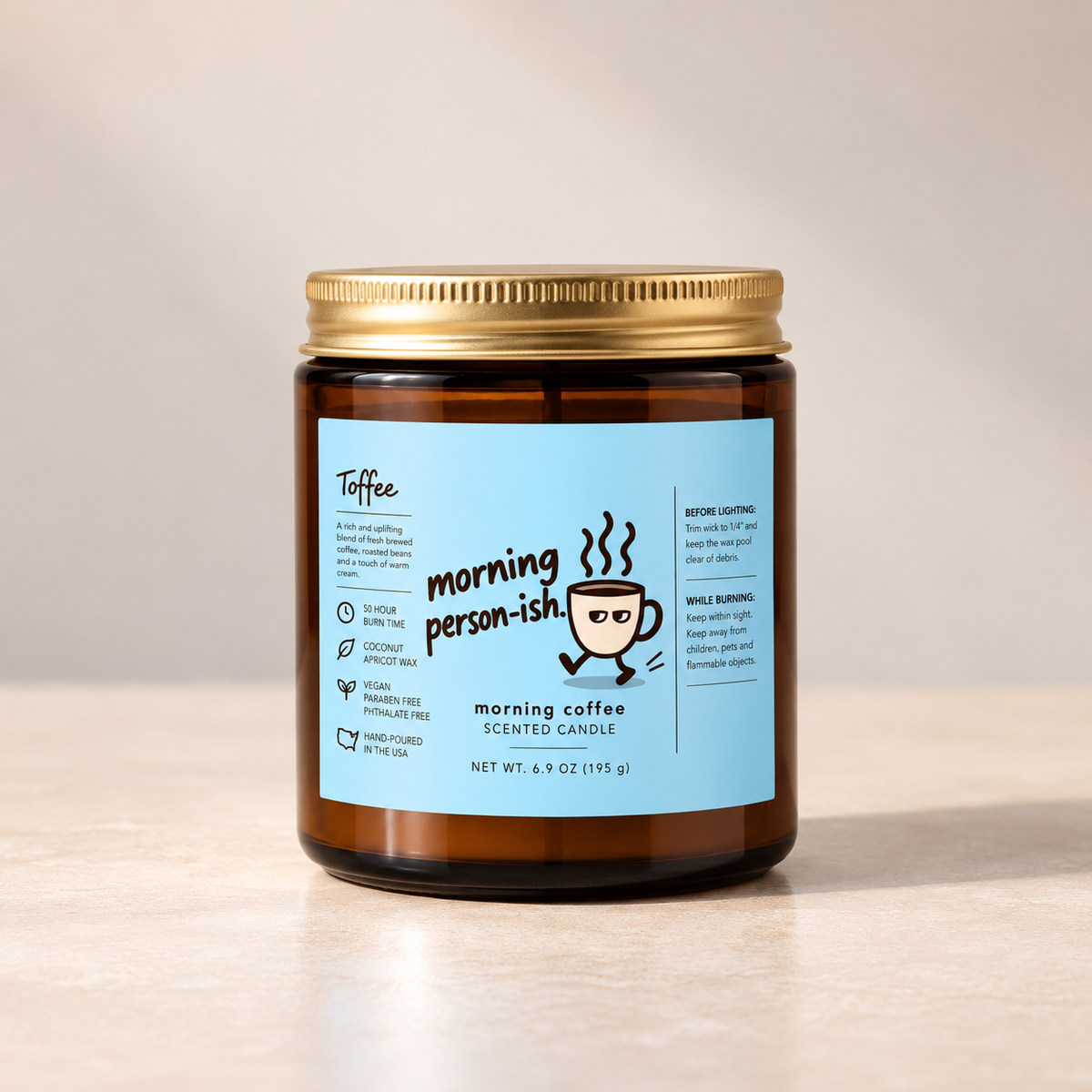 Morning Person-ish Scented Candle | 9 oz Amber Glass Jar