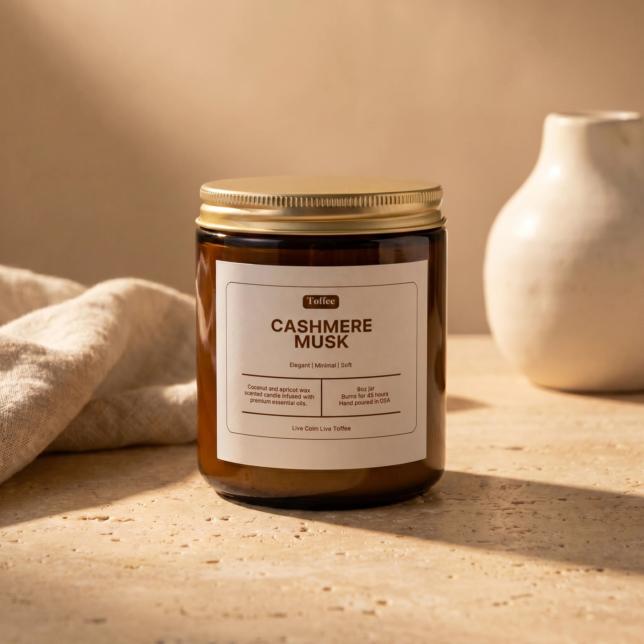Cashmere Musk Candle Amber Jar 9oz