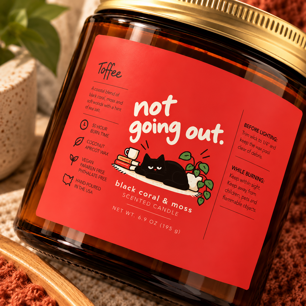 Not Going Out. Scented Candle | 9 oz Amber Glass Jar