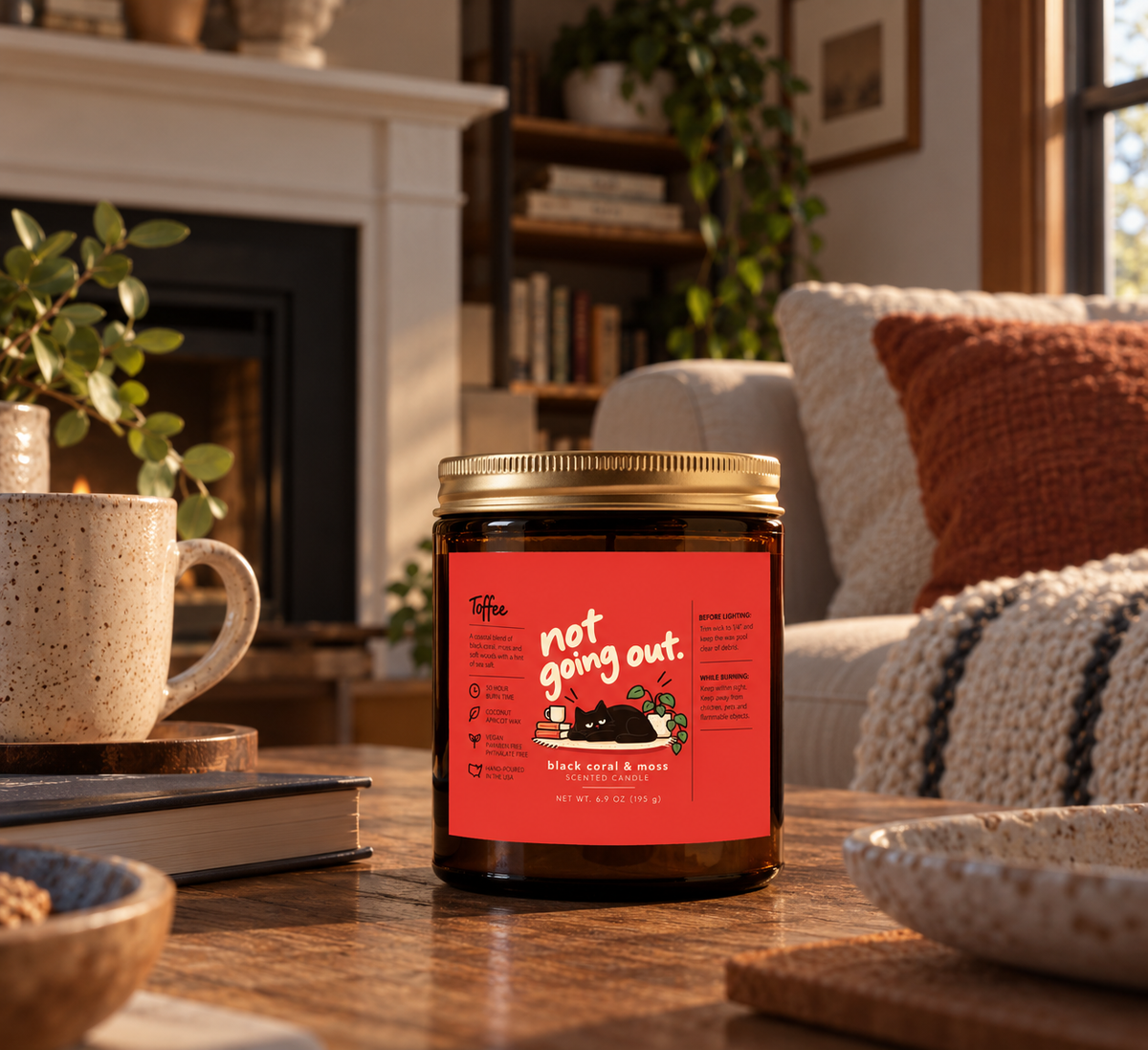 Not Going Out. Scented Candle | 9 oz Amber Glass Jar