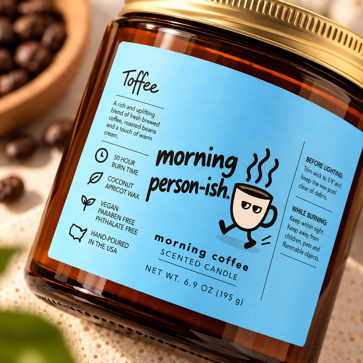 Morning Person-ish Scented Candle | 9 oz Amber Glass Jar