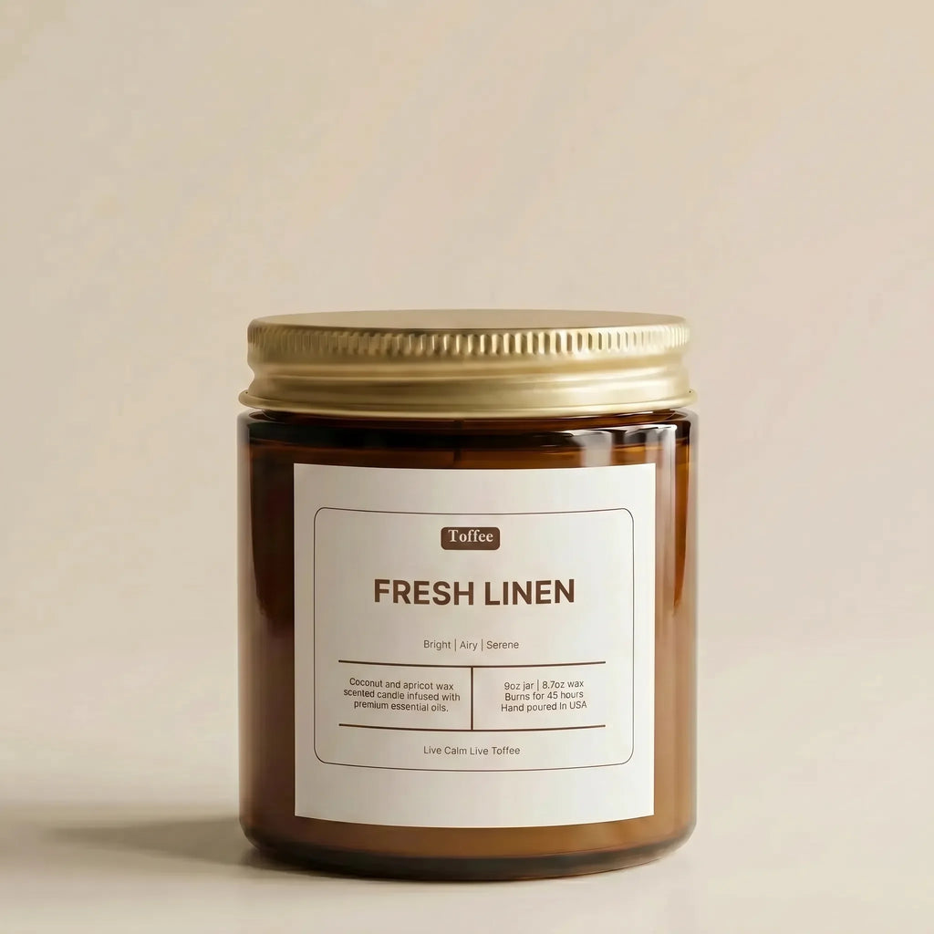 Fresh Linen Candle Amber Jar 9oz
