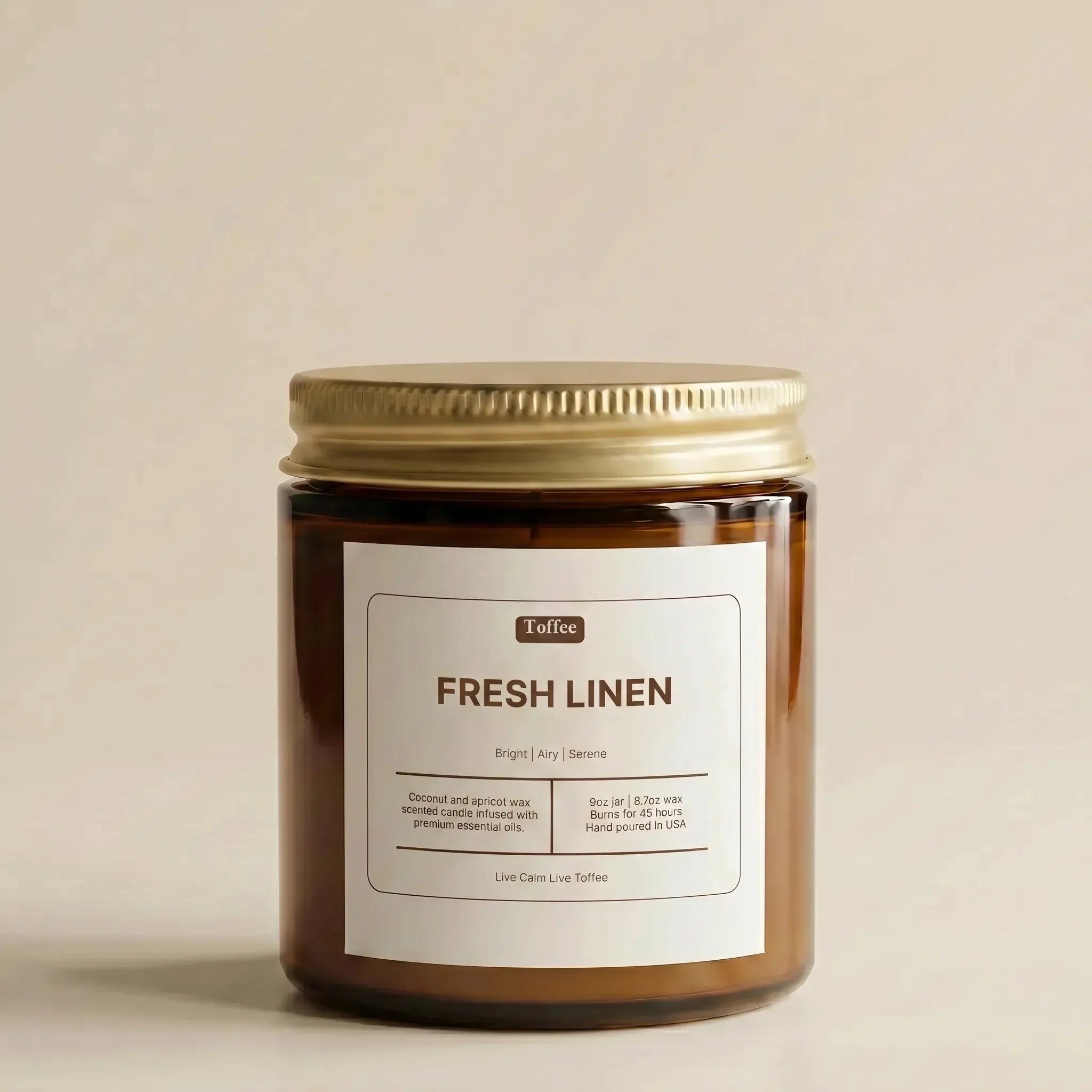 Fresh Linen Candle Amber Jar 9oz