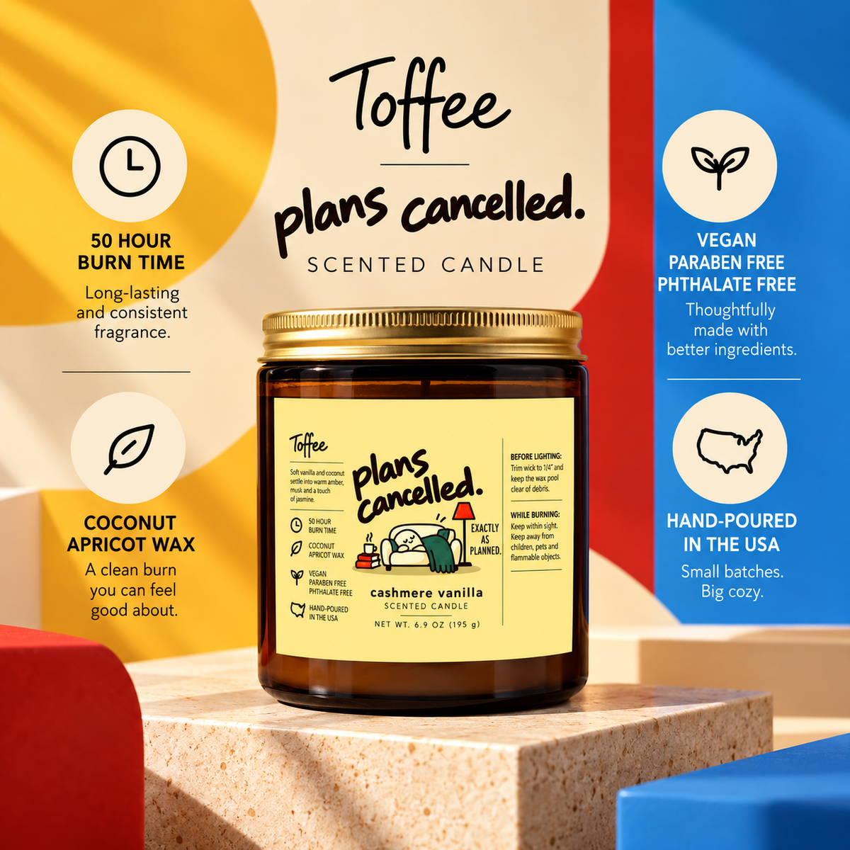 Plans Cancelled. Scented Candle | 9 oz Amber Glass Jar