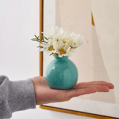 Simple ceramic mini vase incense bottle, hotel home decoration perfume diffuser, living room office dry flower hydroponics