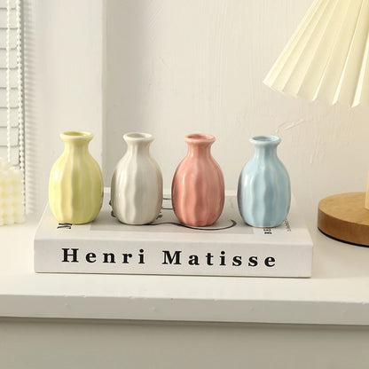 Mini Ceramic Flower Vase Aesthetic Hydroponic Plant Vases Flower Arrangement Pot Room Decor Nordic Home Desktop Ornament Florero