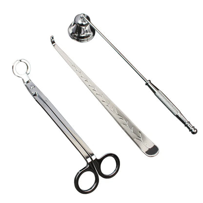 3PCS Candle Wick Trimmer Scissors Extinguisher Hooks Candle Accessories Set Home Care Candle Tool Stainless Steel Portable