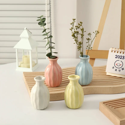 Mini Ceramic Flower Vase Aesthetic Hydroponic Plant Vases Flower Arrangement Pot Room Decor Nordic Home Desktop Ornament Florero