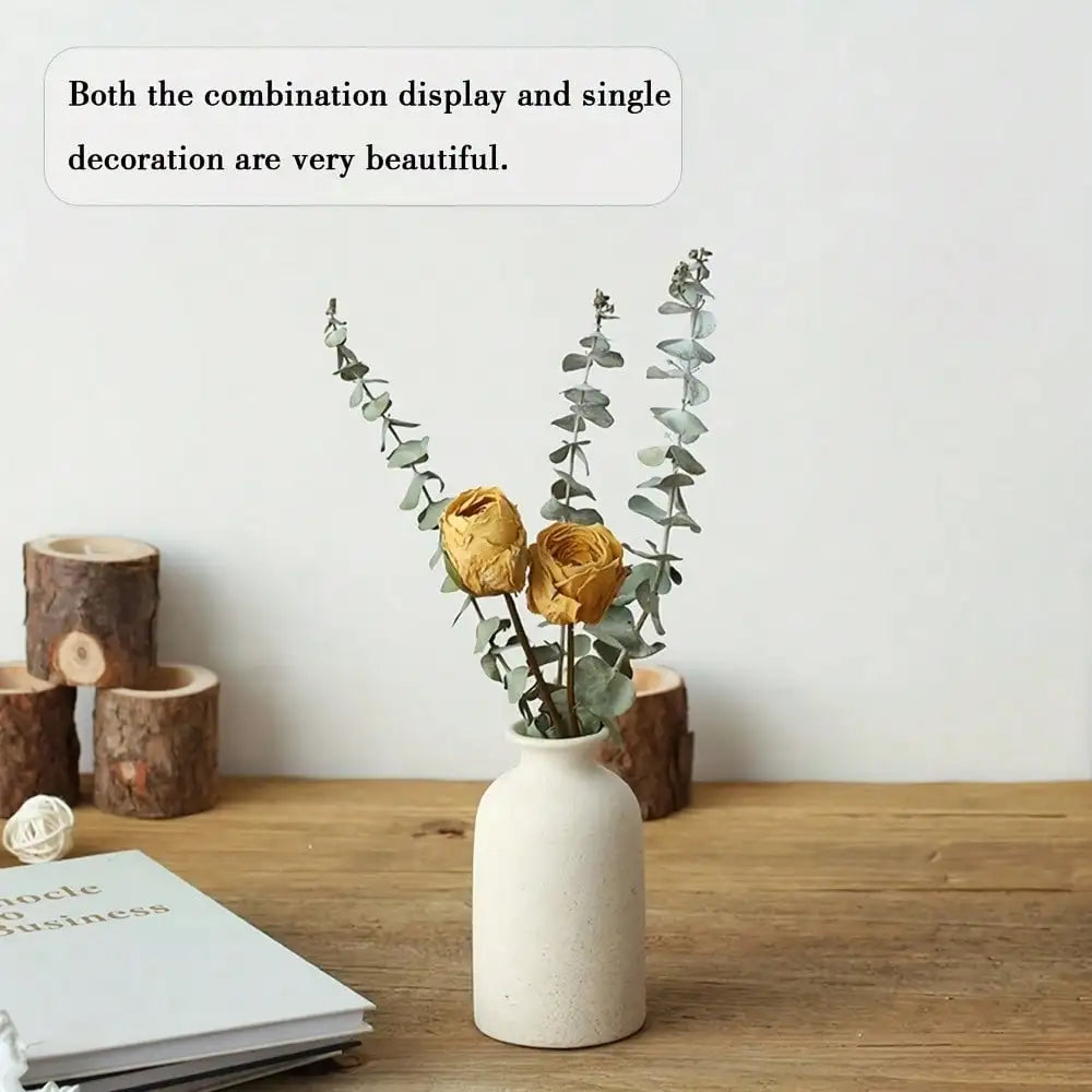 Boho Ceramic Vase Set – Set of 3 Rustic Pastoral Vases for Shelf, Table & Home Decor