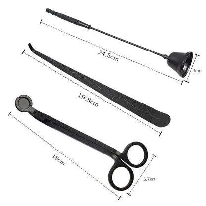 3PCS Candle Wick Trimmer Scissors Extinguisher Hooks Candle Accessories Set Home Care Candle Tool Stainless Steel Portable