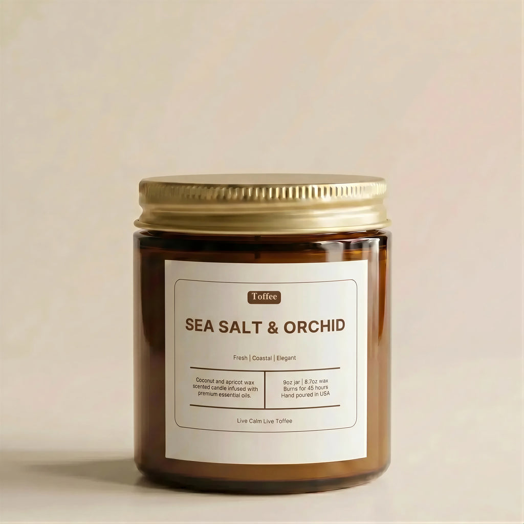 Sea Salt & Orchid Candle Amber Jar 9oz