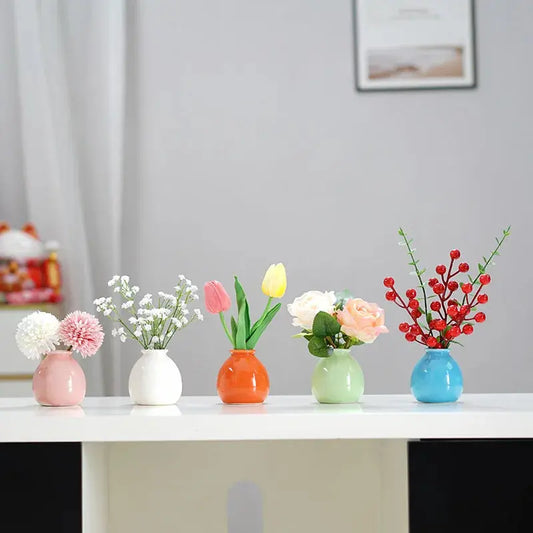 Simple ceramic mini vase incense bottle, hotel home decoration perfume diffuser, living room office dry flower hydroponics