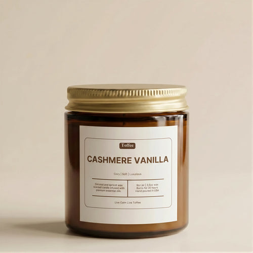 Cashmere Vanilla Candle – 9 oz Amber Jar by Toffee